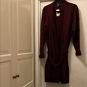 Banana Republic Deep Burgundy Long Open-Front Cardigan
